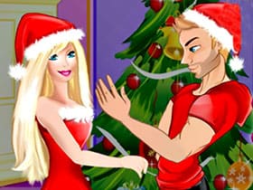 Christmas Couple Kissing