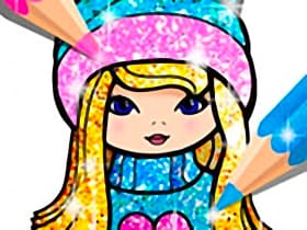 Girls Coloring Book Glitter