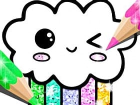 Kawaii Coloring Book Glitter